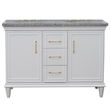 49 in. Double Wooden Vanity White with Gray Granite Oval Sink