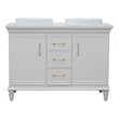 49 in. Double Wooden Vanity White with White Quartz Round Sink