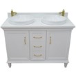 49 in. Double Wooden Vanity White with White Quartz Round Sink