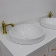 49 in. Double Wooden Vanity White with White Quartz Round Sink