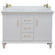 49 in. Double Wooden Vanity White with White Quartz Round Sink