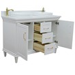 49 in. Double Wooden Vanity White with White Quartz Round Sink