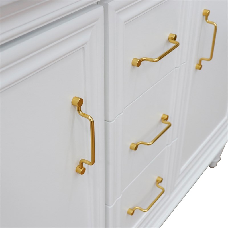 49 in. Double Wooden Vanity White with White Quartz Round Sink