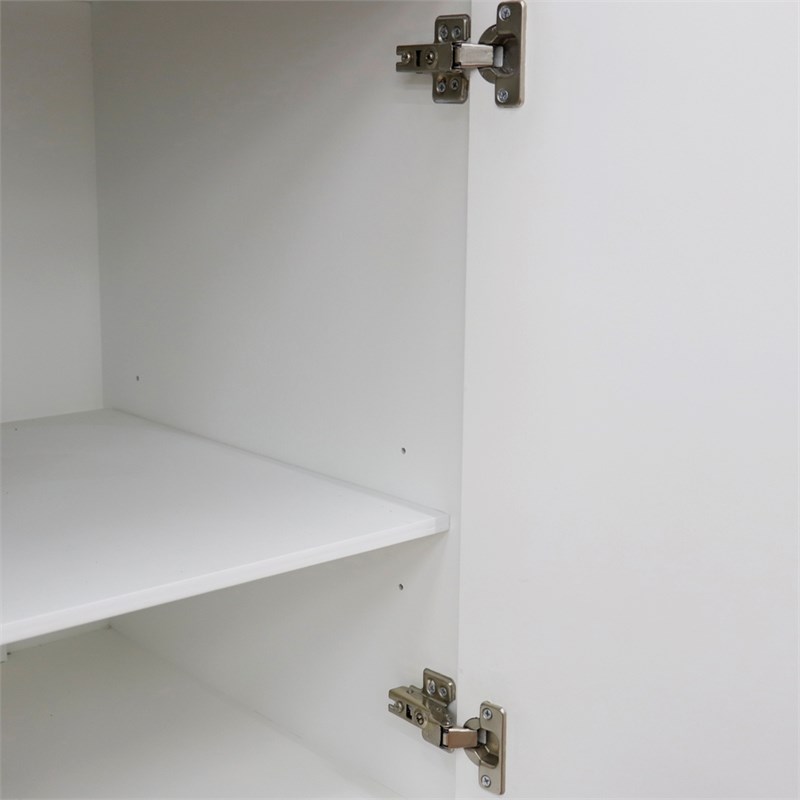 49 in. Double Wooden Vanity White with White Quartz Round Sink