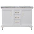 49 in. Double Wooden Vanity White with White Carrara Rectangle Sink