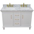 49 in. Double Wooden Vanity White with White Carrara Rectangle Sink