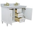 49 in. Double Wooden Vanity White with White Carrara Rectangle Sink