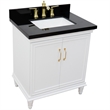 31 in. Single Wooden Vanity  White with Black Galaxy Rectangle Sink