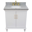 31 in. Single Wooden Vanity  White with Gray Granite Oval Sink