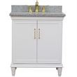 31 in. Single Wooden Vanity  White with Gray Granite Oval Sink