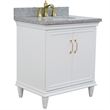 31 in. Single Wooden Vanity  White with Gray Granite Oval Sink