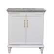31 in. Single Wooden Vanity  White with Gray Granite Oval Sink
