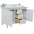 49 in. Double Wooden Vanity White with White Carrara Round Sink