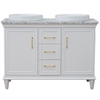49 in. Double Wooden Vanity White with White Carrara Round Sink