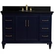 49 in. Single Wooden Vanity  Blue with Black Galaxy Granite Oval Sink