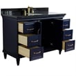 49 in. Single Wooden Vanity  Blue with Black Galaxy Granite Oval Sink