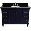 49 in. Single Wooden Vanity  Blue with Black Galaxy Granite Oval Sink
