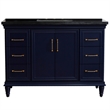 49 in. Single Wooden Vanity  Blue with Black Galaxy Granite Rectangle Sink
