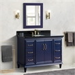 49 in. Single Wooden Vanity  Blue with Black Galaxy Granite Rectangle Sink