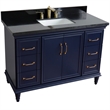 49 in. Single Wooden Vanity  Blue with Black Galaxy Granite Rectangle Sink
