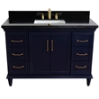 49 in. Single Wooden Vanity  Blue with Black Galaxy Granite Rectangle Sink