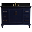 49 in. Single Wooden Vanity  Blue with Black Galaxy Granite Rectangle Sink