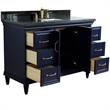 49 in. Single Wooden Vanity  Blue with Black Galaxy Granite Rectangle Sink