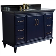 49 in. Single Wooden Vanity  Blue with Black Galaxy Granite Rectangle Sink