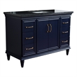 49 in. Single Wooden Vanity  Blue with Black Galaxy Granite Rectangle Sink