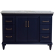 49 in. Single Wooden Vanity  Blue with Gray Granite Oval Sink