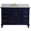 49 in. Single Wooden Vanity  Blue with Gray Granite Oval Sink