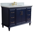 49 in. Single Wooden Vanity  Blue with Gray Granite Oval Sink