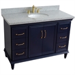49 in. Single Wooden Vanity  Blue with Gray Granite Oval Sink