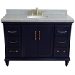 49 in. Single Wooden Vanity  Blue with Gray Granite Oval Sink