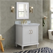 31 in. Single Wooden Vanity  White with White Carrara Rectangle Sink