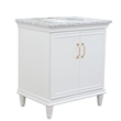 31 in. Single Wooden Vanity  White with White Carrara Rectangle Sink