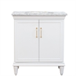 31 in. Single Wooden Vanity  White with White Carrara Rectangle Sink