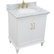 31 in. Single Wooden Vanity  White with White Carrara Rectangle Sink