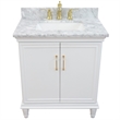 31 in. Single Wooden Vanity  White with White Carrara Rectangle Sink