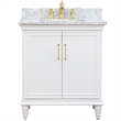 31 in. Single Wooden Vanity  White with White Carrara Rectangle Sink