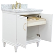 31 in. Single Wooden Vanity  White with White Carrara Rectangle Sink