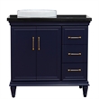 37 in. Single Wooden Vanity  Blue Black Galaxy Round Left Door.Left Sink