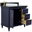 37 in. Single Wooden Vanity  Blue Black Galaxy Round Left Door.Left Sink