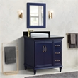 37 in. Single Wooden Vanity  Blue Black Galaxy Round Left Door.Left Sink