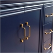 37 in. Single Wooden Vanity  Blue Black Galaxy Round Left Door.Left Sink