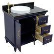 37 in. Single Wooden Vanity  Blue Black Galaxy Round Left Door.Left Sink