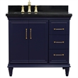 37 in. Single Wooden Vanity  Blue Black Galaxy Rectangle Left Door.Left Sink