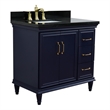 37 in. Single Wooden Vanity  Blue Black Galaxy Rectangle Left Door.Left Sink