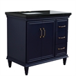 37 in. Single Wooden Vanity  Blue Black Galaxy Rectangle Left Door.Left Sink