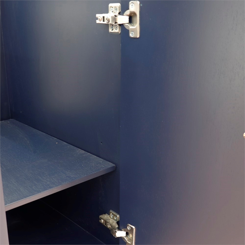 37 in. Single Wooden Vanity  Blue Black Galaxy Rectangle Left Door.Left Sink